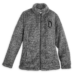 Disneyland Resorts Plush D Logo Zip Front Fleece Jacket Sz M‎